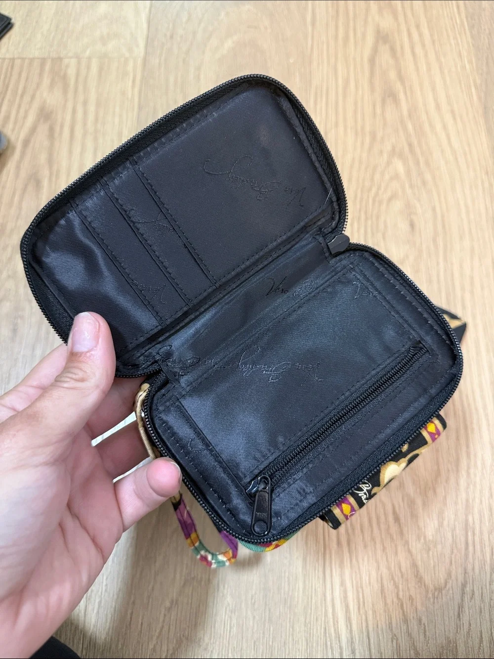 Vera Bradley Floral Black Multicolor Wristlet and Key Pouch Set